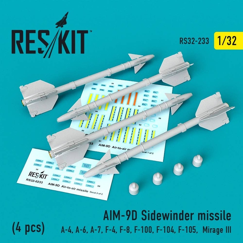 1/32 AIM-9D Sidewinder missile (4 pcs) A-4, A-6, A-7, F-4, F-8, F-100, F-104, F-105, Mirage III