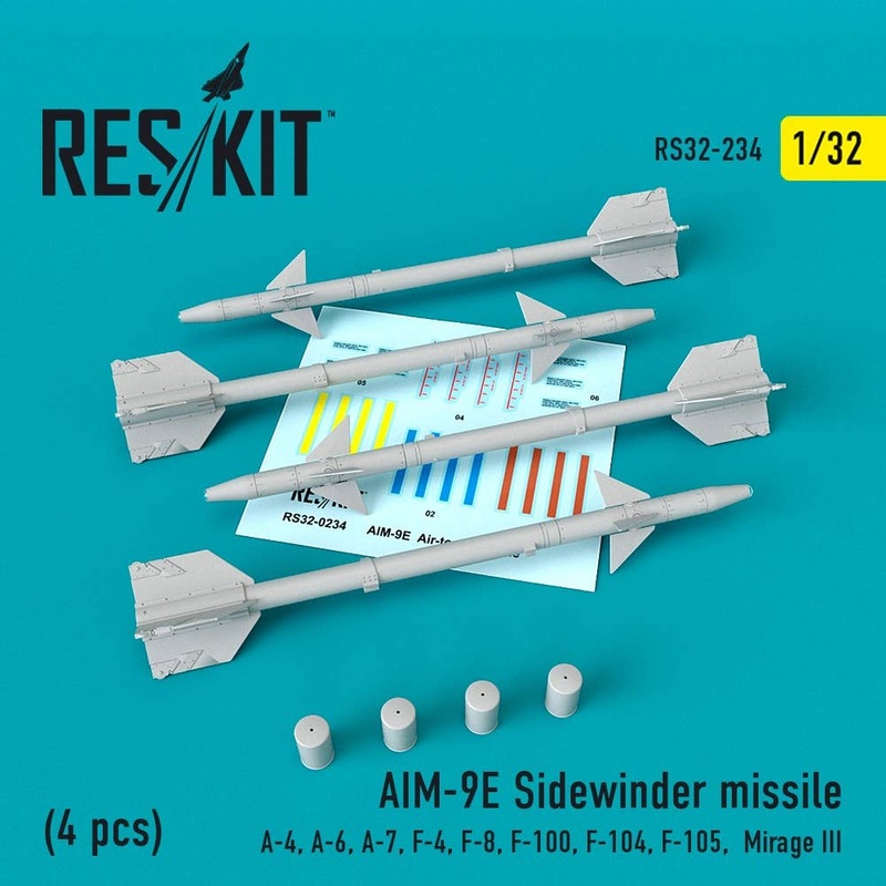 1/32 AIM-9E Sidewinder missile (4 pcs) A-4, A-6, A-7, F-4, F-8, F-100, F-104, F-105, Mirage III