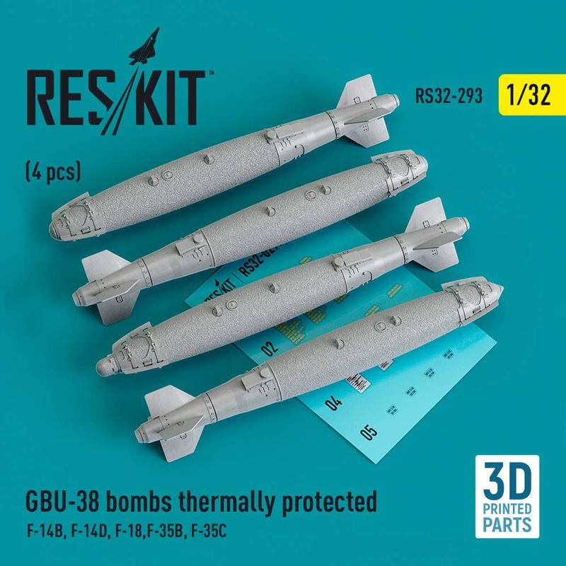 1/32 GBU-38 bombs thermally protected (4 pcs) (3D Printed)