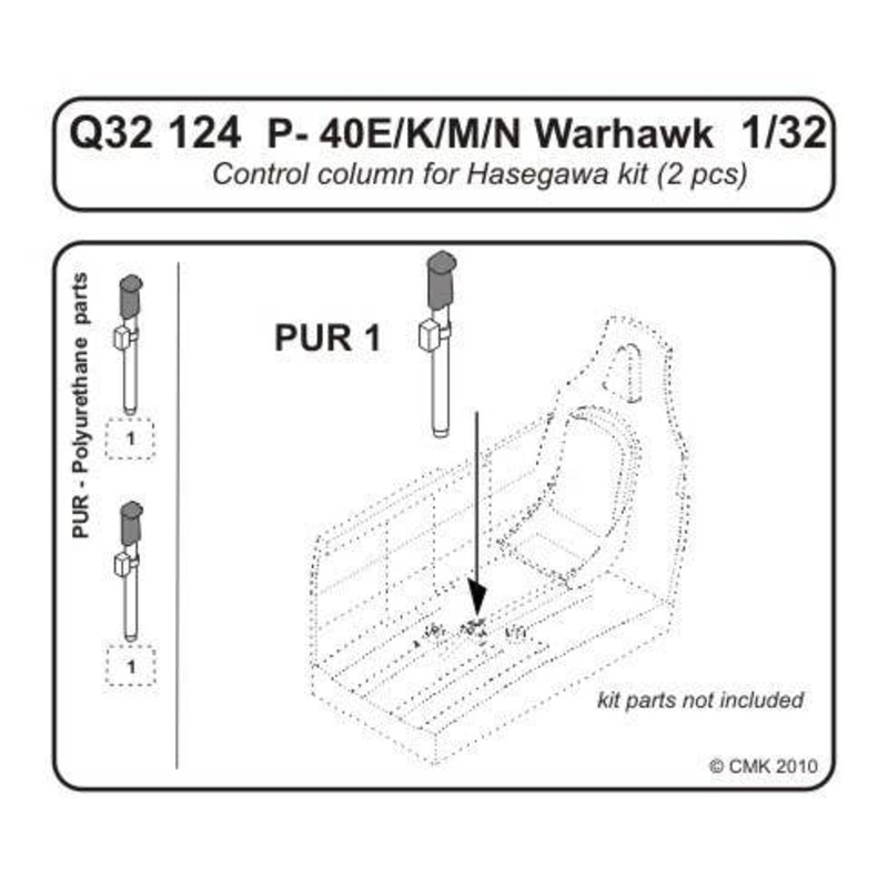 1/32 P-40E K, M, N Control Column (for Hasegawa)
