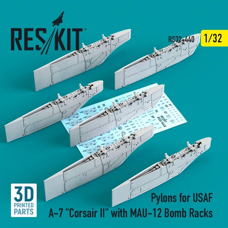 1/32 Pylons for USAF A-7 Corsair II with MAU-12 Bomb Racks (3D Printing)