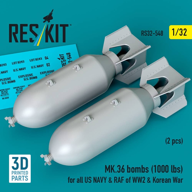 1/32 MK.36 bombs (1000 lbs) WW2 & Korean War (2 pcs) (3D Printed)