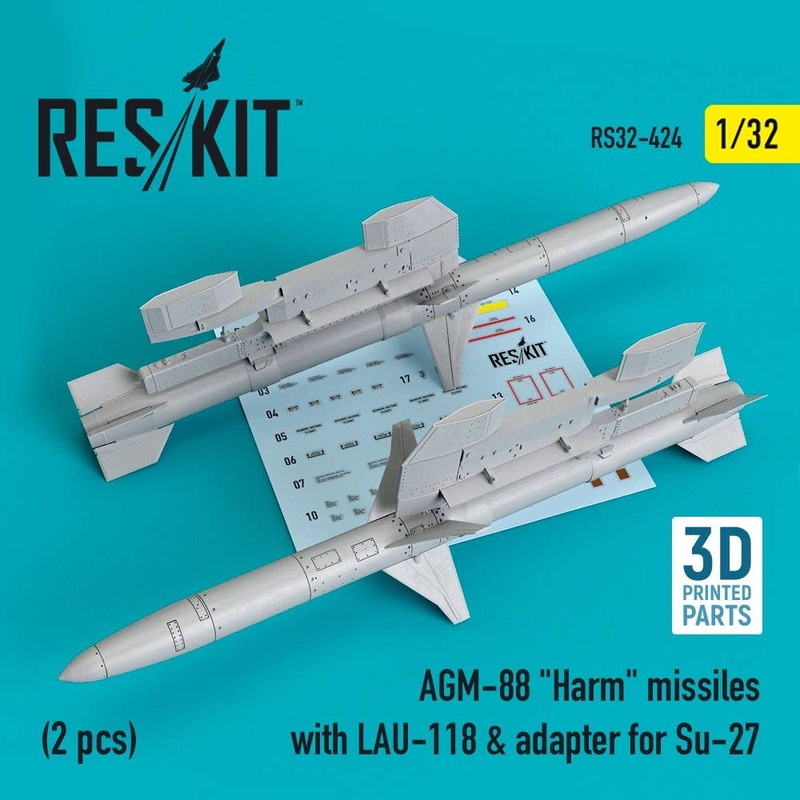 1/32 AGM-88 Harm missiles with LAU-118 & adapter for Su-27 (2 pcs)