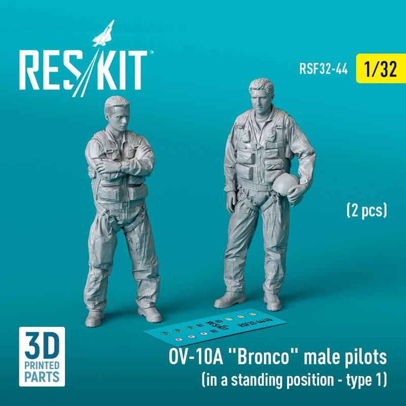 1/32 OV-10A Bronco male pilots (in a standing position - type 1) (2 pcs) (3D Printed)