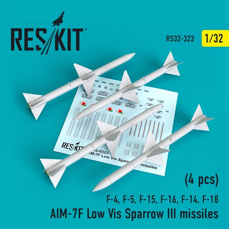 1/32 AIM-7F Low Vis Sparrow III missiles (4pcs) (F-4, F-5, F-15, F-16, F-14, F-18)