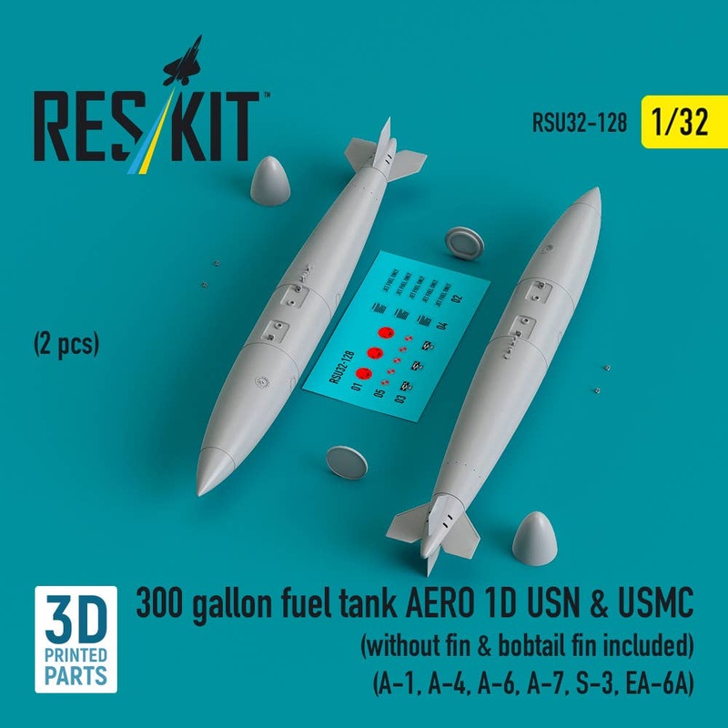 1/32 300 gallon fuel tank AERO 1D USN & USMC (2 pcs) (without fin & bobtail fin included)