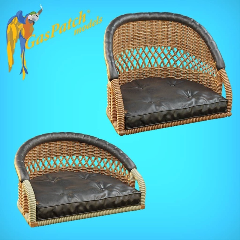 1/32 British Wicker Seat Perforated Back - Short and Tall, Small leather pad