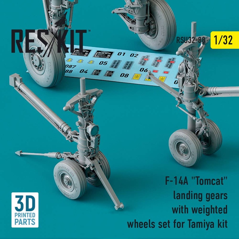 1/32 F-14A Tomcat landing gears with weighted wheels set for Tamiya kit (3D Printing)