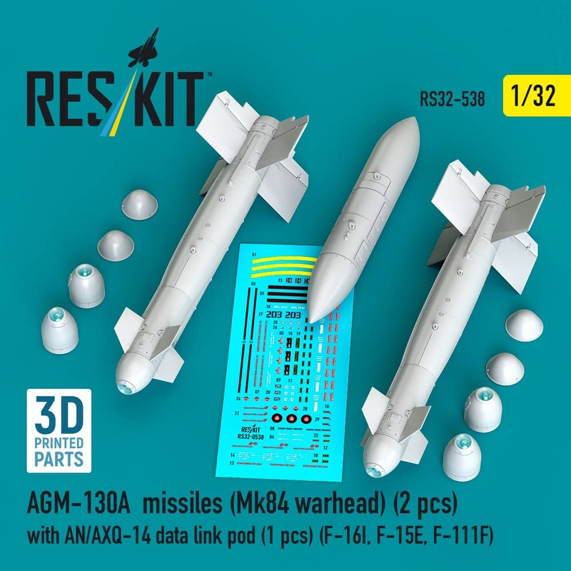 1/32 AGM-130A missiles (Mk84 warhead) (2 pcs) with AN/AXQ-14 data link pod (1 pcs) (3D Printed)