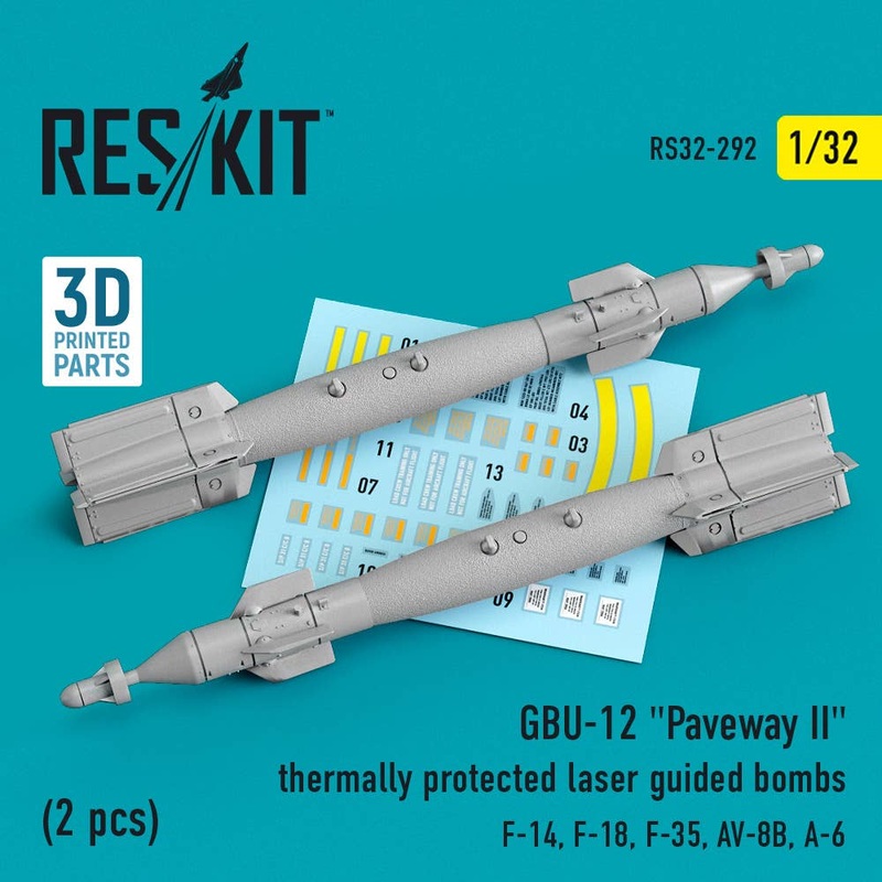 1/32 GBU 12 Bomb Thermally Protected (2 pcs) (F-14B, F-16, F-15E, F-14D, Harrier, Rafale, Mirage 2000, Gripen, Totnado,Eurofighter, Kfir)