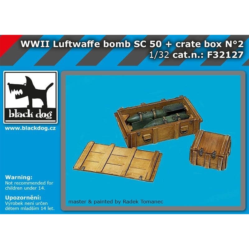 1/32 WW.II German Air Force Sc50 Bomb x 2 + Wooden Box for Transport No.2