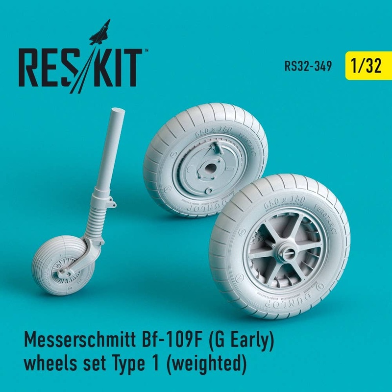 1/32 Messerschmitt Bf-109F (G Early) wheels set Type 1 (weighted)