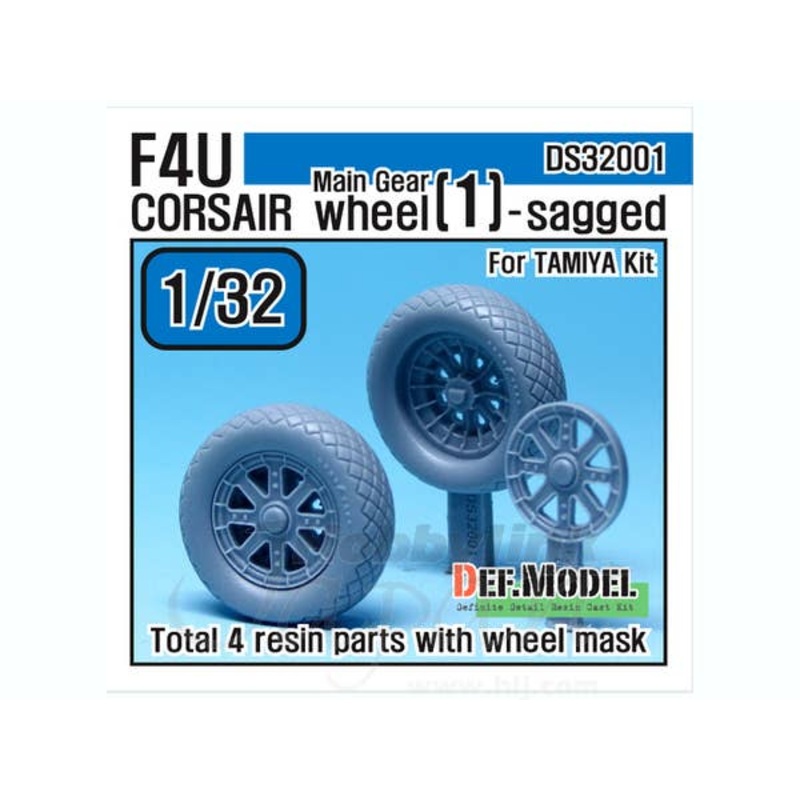 1/32 F4U Corsair Main Gear Wheel Set #1 Sagged (for Tamiya)