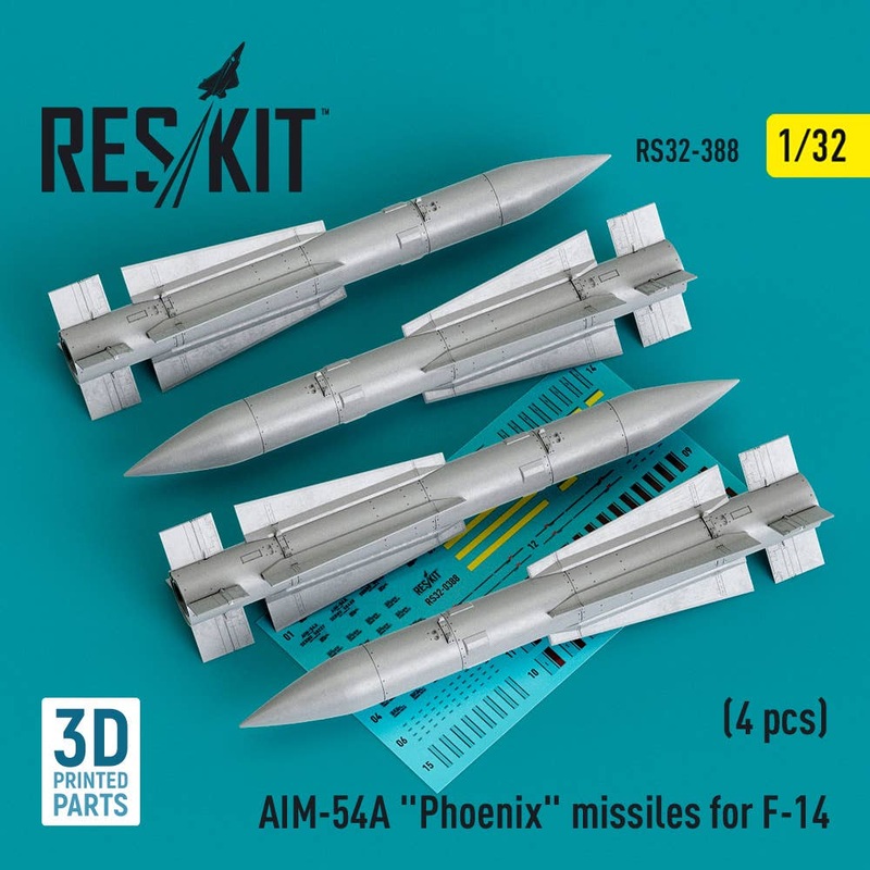 1/32 AIM-54A Phoenix missiles for F-14 (4pcs) (3D Printed)
