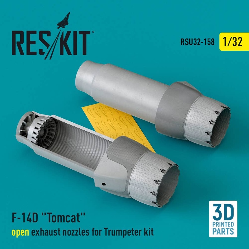 1/32 F-14D Tomcat open exhaust nozzles for Trumpeter kit (3D Printed)