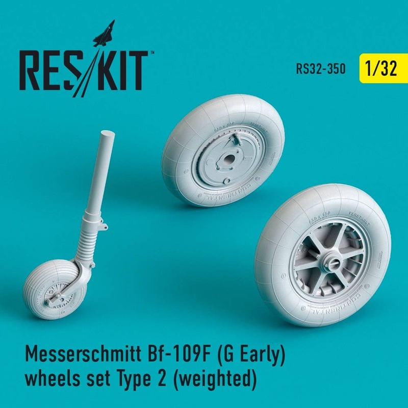 1/32 Messerschmitt Bf-109F (G Early) wheels set Type 2 (weighted)