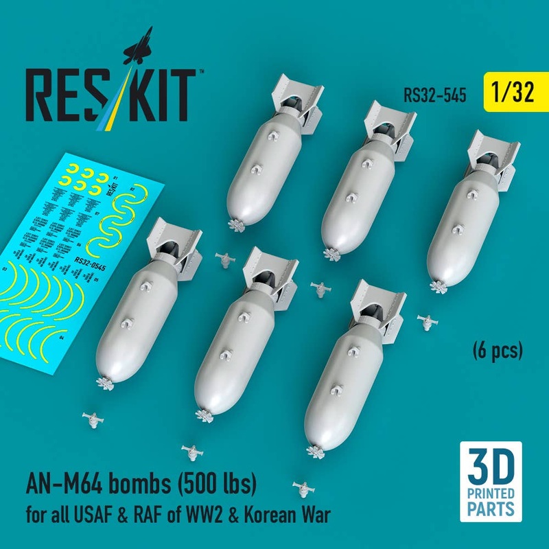 1/32 AN-M64 bombs (500 lbs) WW2 & Korean War (6 pcs) (3D Printed)