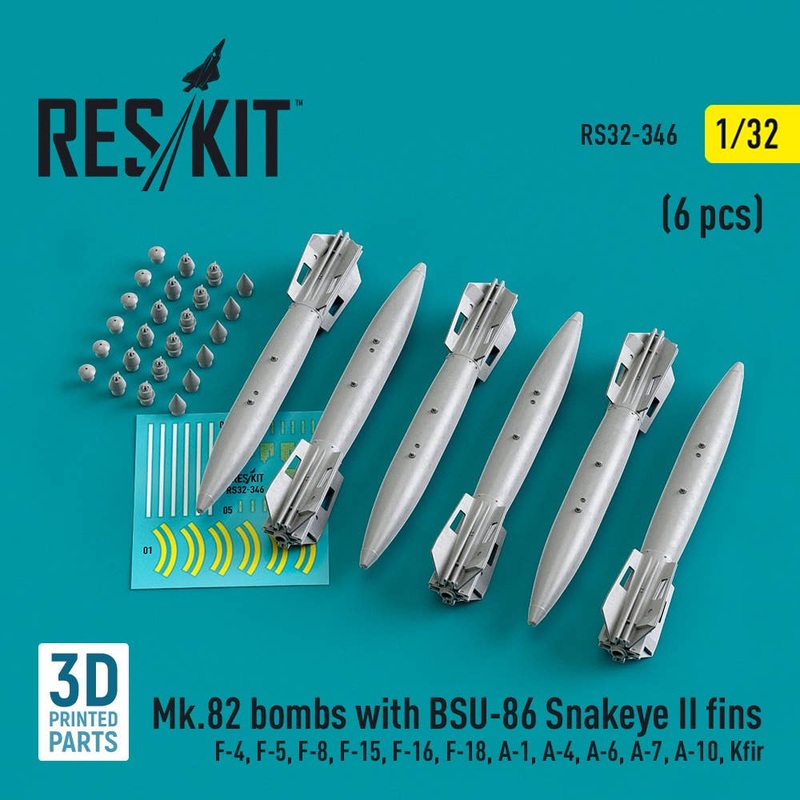 1/32 Mk.82 bombs with BSU-86 Snakeye II fins (6 pcs)(3D Printed)