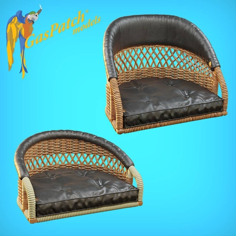 1/32 British Wicker Seat Perforated Back - Short leather frame ,Tall Big leather pad