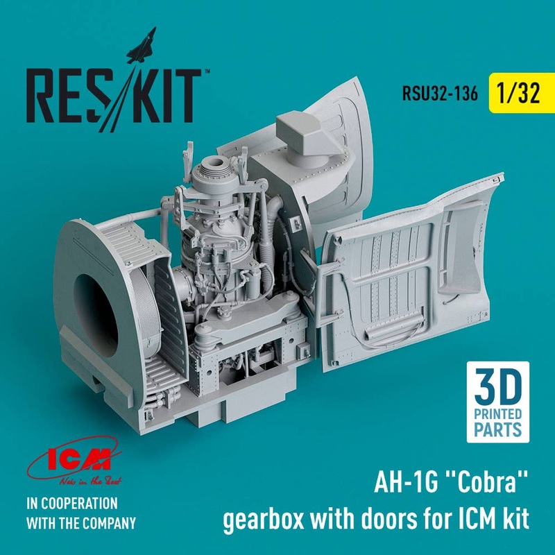 1/32 AH-1G Cobra gearbox with doors for ICM kit (3D Printed)