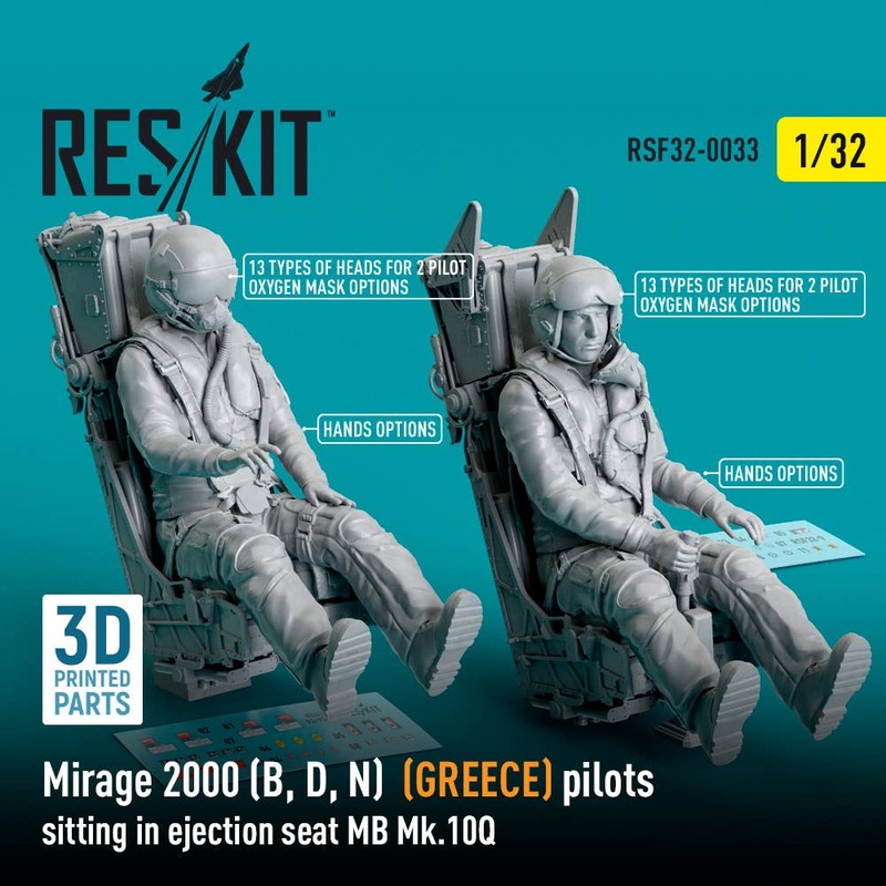 1/32 Mirage 2000 (B, D, N) (GREECE) pilots sitting in ejection seat MB Mk.10Q (2 pcs) (3D Printed)