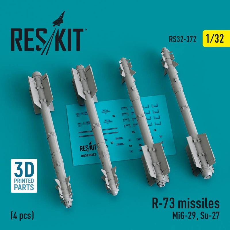 1/32 R-73 missiles (4 pcs) (MiG-29, Su-27) (3D Printed)