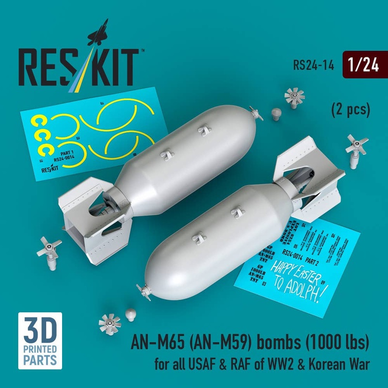 1/24 AN-M65 (AN-M59) bombs (1000 lbs) WW2 & Korean War (2 pcs) (3D Printed)
