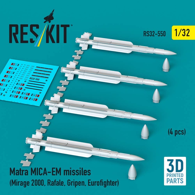 1/32 Matra MICA-EM missiles (4 pcs) (3D Printed)