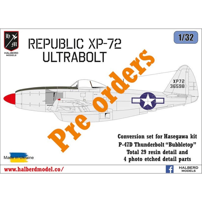 1/32 Republic XP-72 Ultrabolt conversion set for Hasegawa