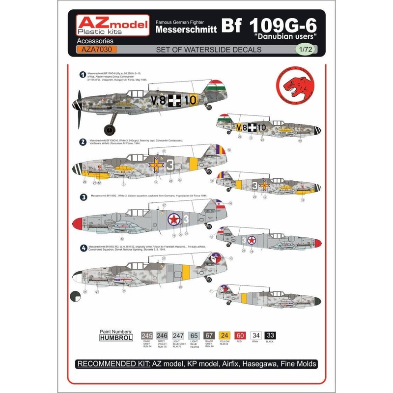 1/72 Bf 109G-6 Danubian Users 4 x Decal