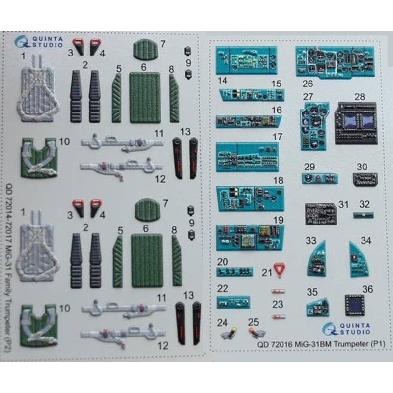 1/72 MiG-31BM 3D-Printed & Coloured Interior On Decal Paper (for Trumpeter kit)