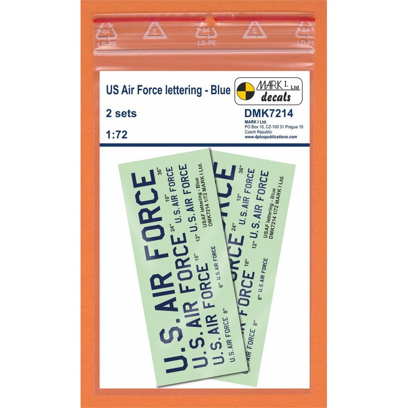 1/72 USAF lettering - Blue, 2 sets