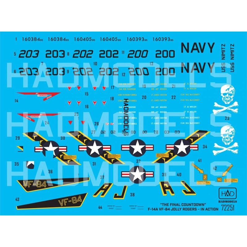 1/72 F-14A Jolly Rogers the final countdown - IN ACTION decal sheet