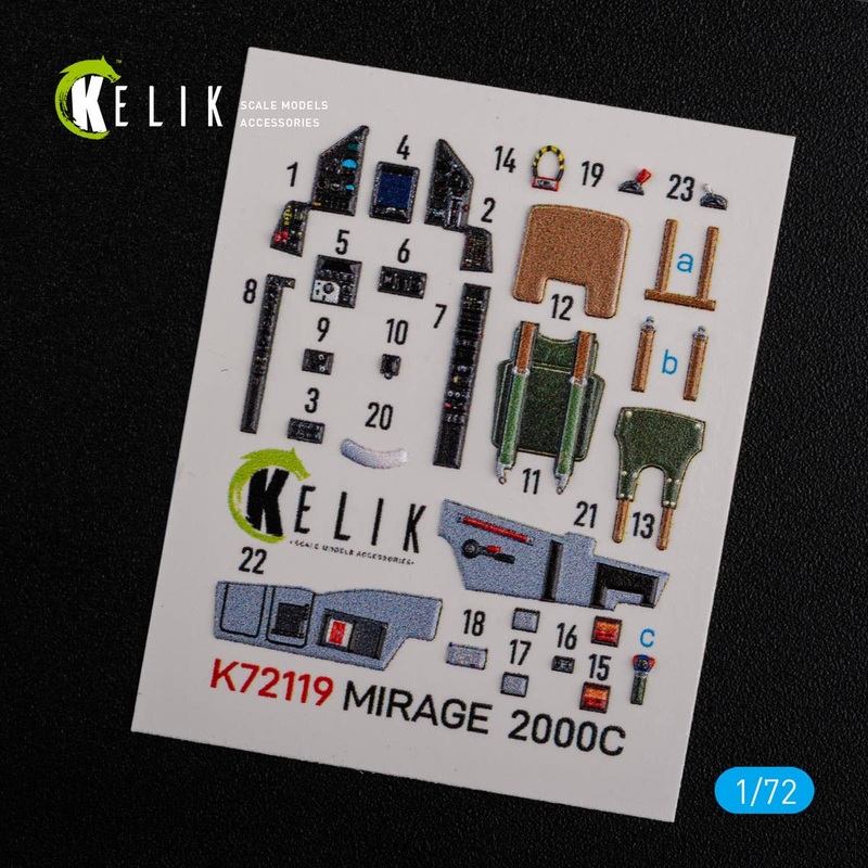 1/72 Mirage 2000C interior 3D decals forModelSvit kit