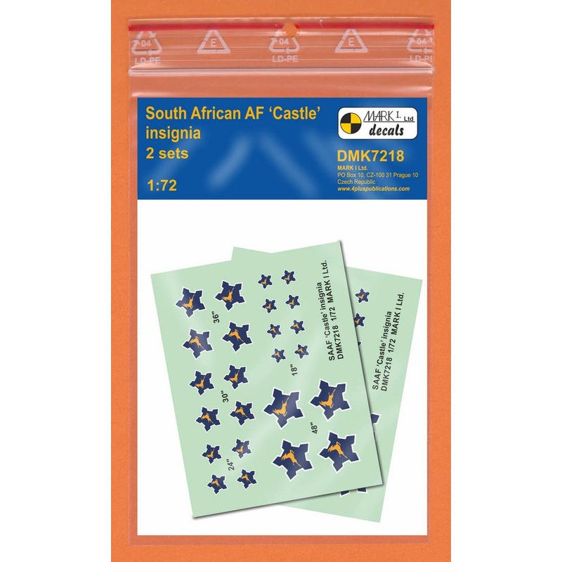1/72 SAAF 'Springbok and Castle' Insignia (1958-81), 2 sets