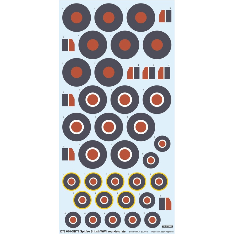 1/72 Spitfire British WWII Roundels Late