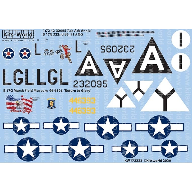 1/72 WW.II US Forces B-17G Flying Fortress Decal Set 1