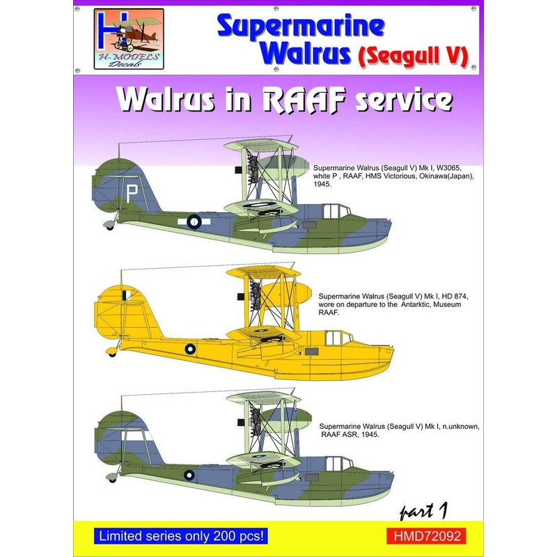 1/72 Supermarine Walrus/Seagull V in RAAF Service, Part 1