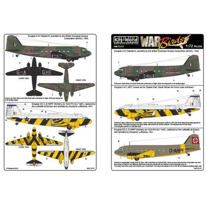 1/72 Douglas DC-3 & C-47 Dakota Decare Set