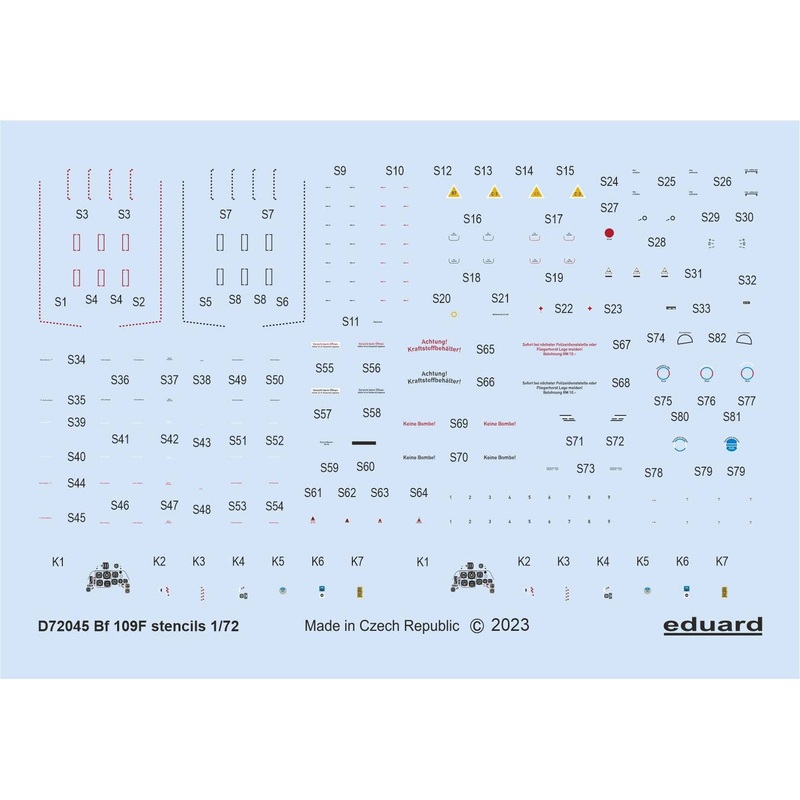 1/72 Bf109F Stencils Decal (for Eduard)
