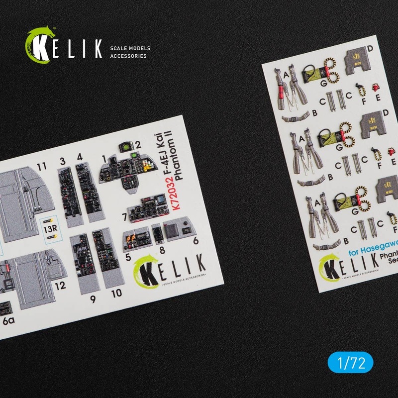 1/72 F-4EJ Kai Phantom II Interior 3D Decals for Hasegawa Kit