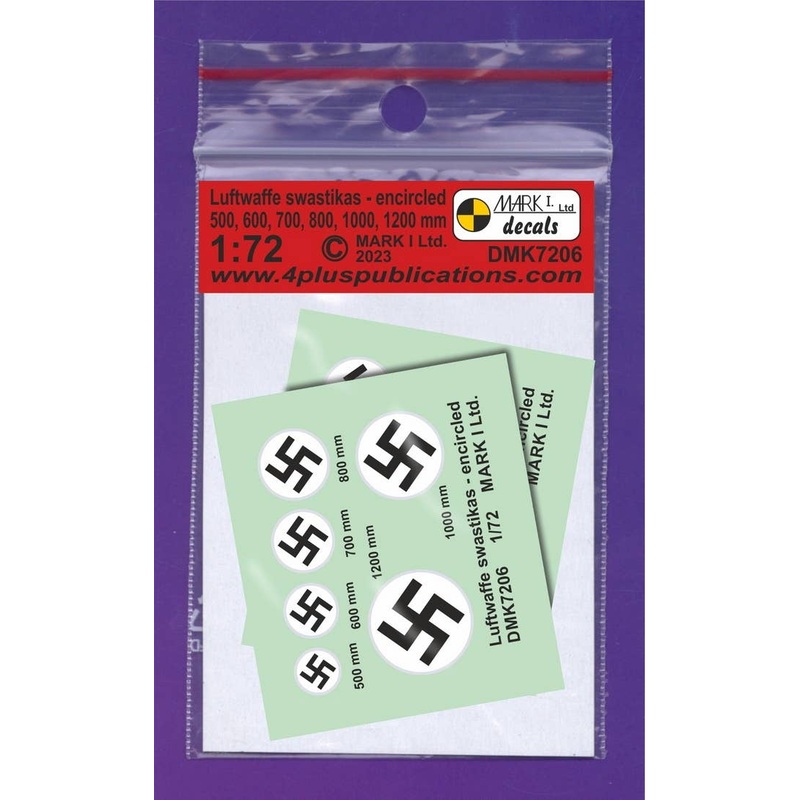 1/72 Luftwaffe Swastikas, encircled - White background, 2 sets