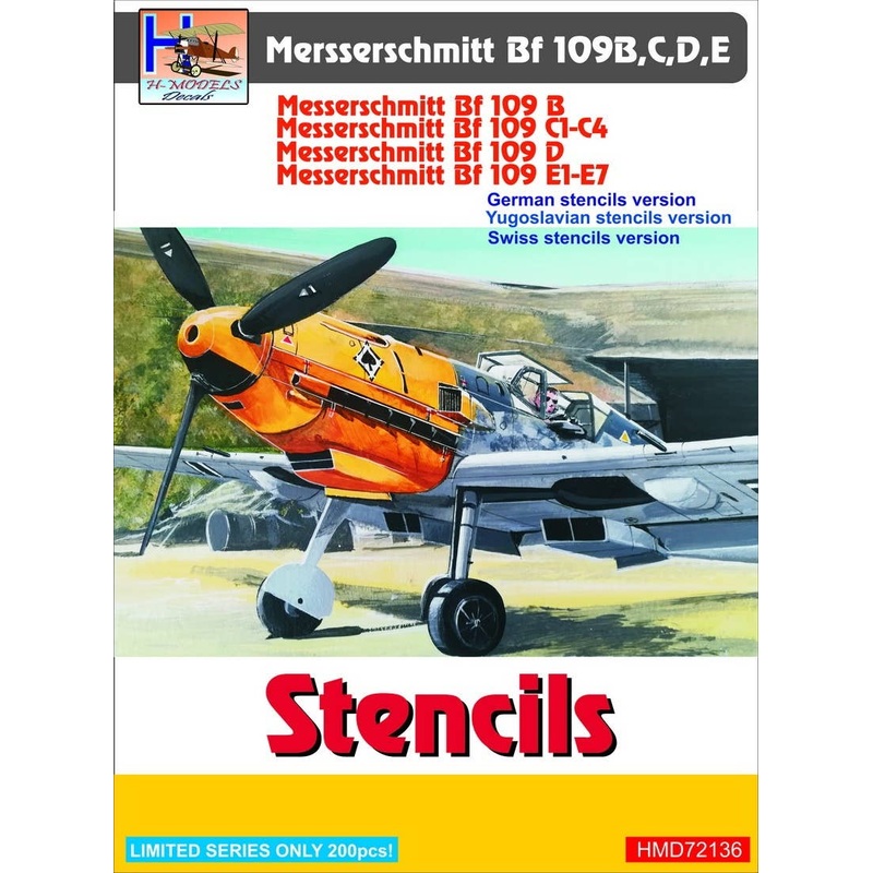 1/72 Bf 109B/C/D/E Stencils (Incl. Yugoslav + Swiss Variant)
