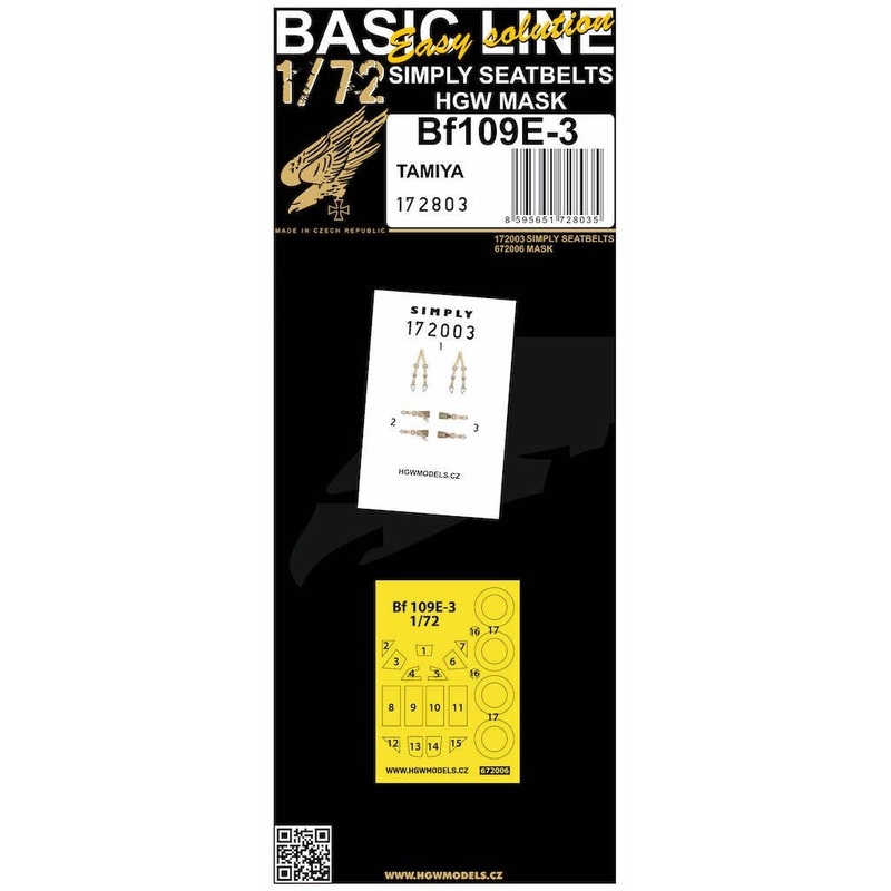1/72 Bf109E-3 (BASIC LINE: seatbelts + masks / for Tamiya)