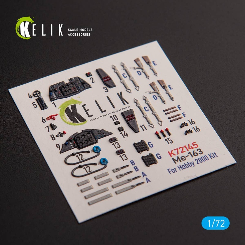 1/72 Me 163 B/S Komet - interior 3D decals for Hobby 2000/Academy kit
