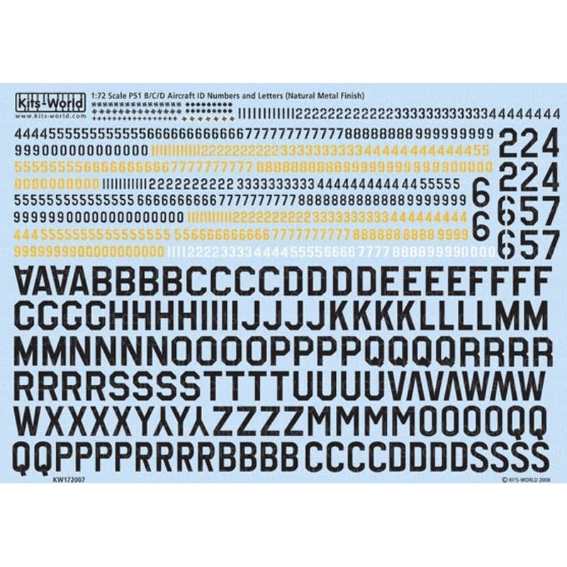 1/72 P51 B/C/D Mustang Aircraft ID Numbers Letters inc "Kill" Symbols Natural Metal Finish