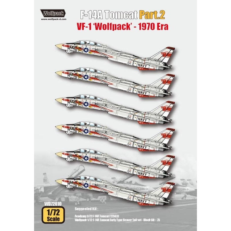 F-14A Tomcat Part 2 Vf-1 Wolfpack 1970 Era (For 1/72 Academy)