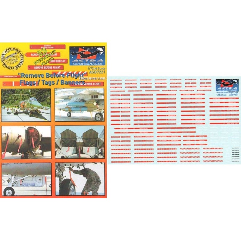 1/72 Remove Before Flight Flags, Tags and Banners. Various Styles and Sizes