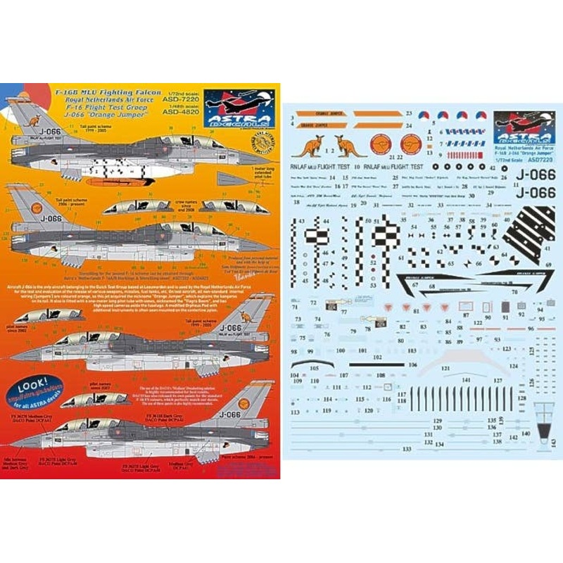1/72 Royal Netherlands Air Force F-16B MLU Fighting Falcon F-16 Flight Test Groep J-066 "Orange Jumper"