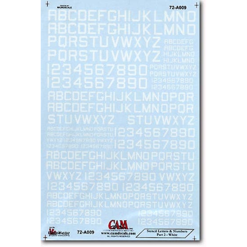 1/72 Stencil Letters & Numbers White